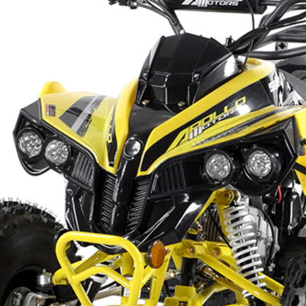 Quad LED Headlights The Sportrax 125 is equipped with a powerful set of 4 LED headlights to ensure your path remains clear and illuminated!