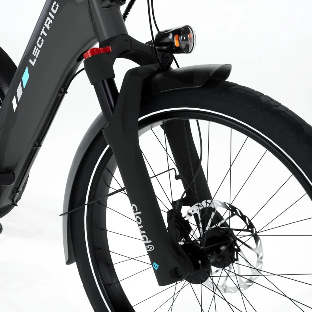 Upgraded SuspensionGlide over bumps with ease! The Cloud 50 suspension fork has 50mm of travel and takes the pressure off your joints while bringing the joy back to every ride.